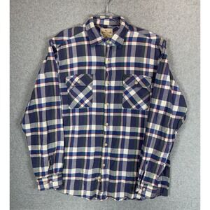 American Living Shirt Mens Large Blue Green Red Plaid Flannel Button‎ Up Cotton